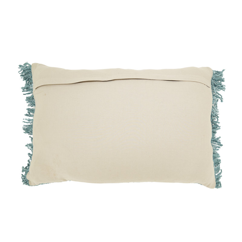 Fringe Filled Throw Pillow, Rectangle 16"H x 24"W, Blue, Pillow Cover Only - No Insert