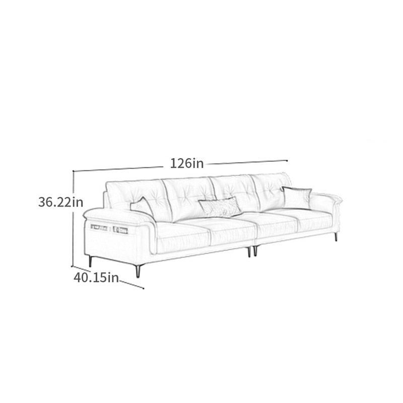 Canapé moderne et simple à lumière droite de luxe, H 36,22 po x l 126 po x P 40,15 po, 5