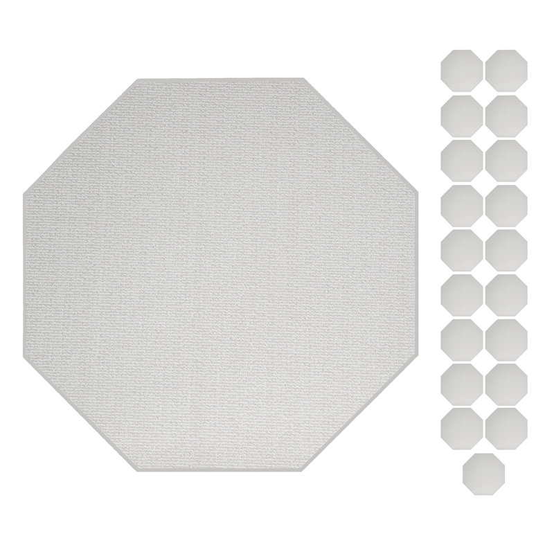 Ensemble de tapis de couleur unie touffetés à la machine de couleur crème ivoire, Octogone 3 pi
