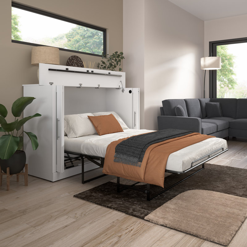 Arlex Murphy Cabinet Bed with Mattress, Full / Double, White