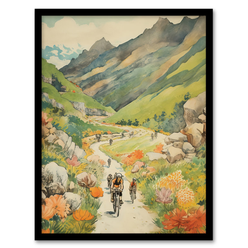 Bike Ride Through The Alps Bikers On Scenic Mountain Trail - Single Picture Frame Print