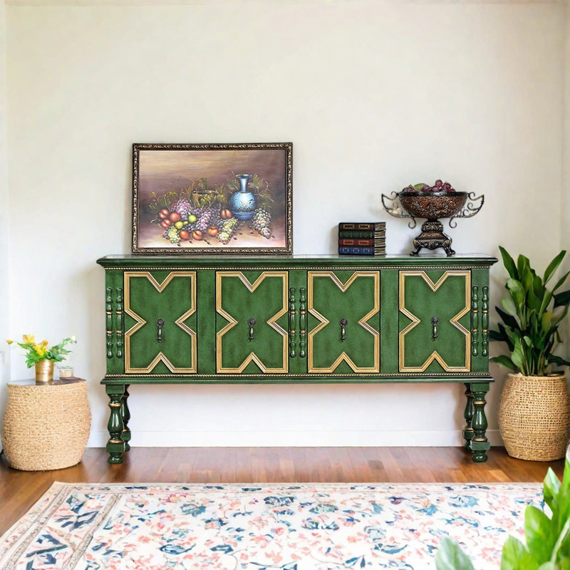 Retro Handcrafted Solid Wood Sideboard