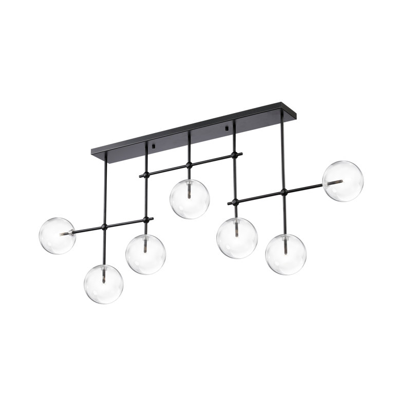 Anusca 7 - Glass Modern Orb Linear Chandelier, Black