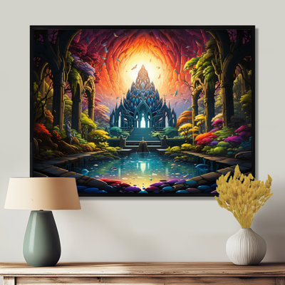 «Ethereal Sanctuary Temple - Abstract Landscape Wall Art Living Room»