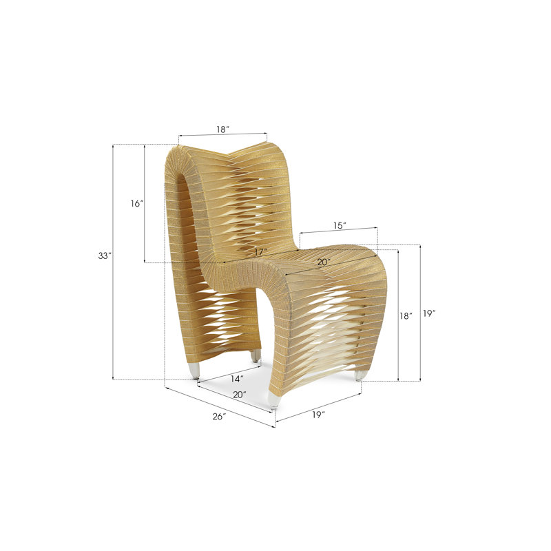 Contemporary Gold Woven Wood-Metal High Side Chair