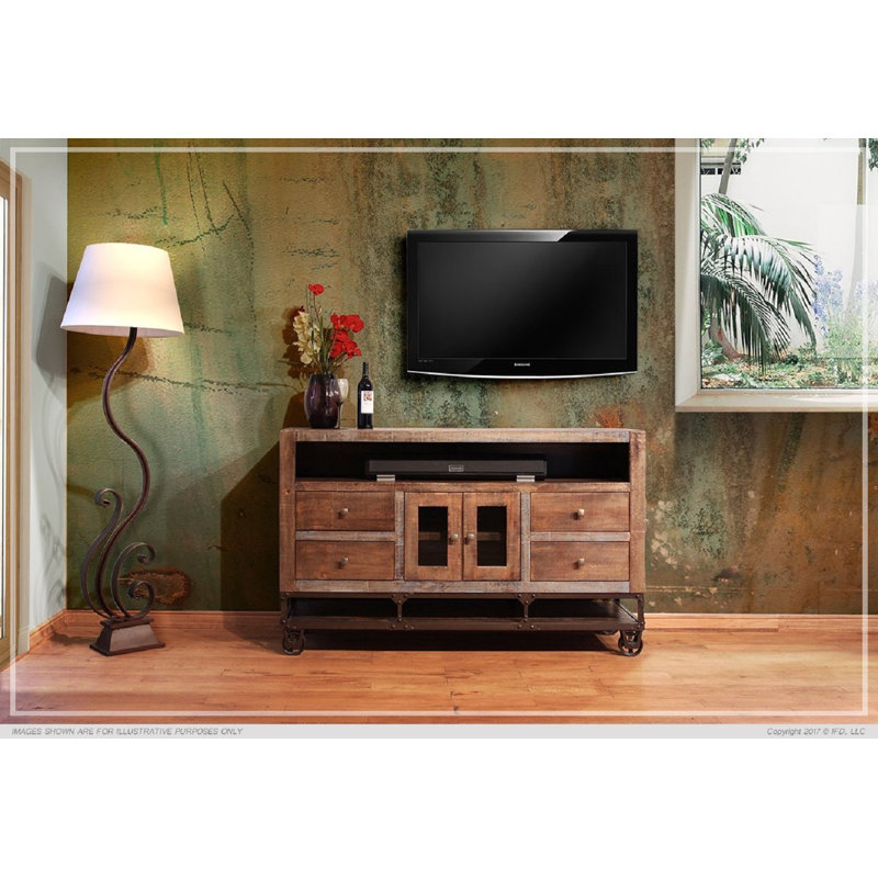 Crédence de rangement mobile en bois massif de 61,75 po Kalya