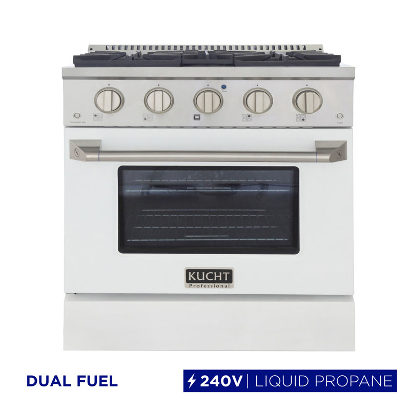 Kucht 30'' W Free Standing Range, White, Liquid Propane