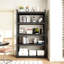 Étagère de garage en métal à 5 niveaux de H 72 po, 2 000 lb, tablettes réglables pour salle de sport, noir et gris, rangement de bureau moderne Allure, garage, cuisine, entrepôt, apparence