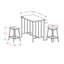 Ensemble de salle à manger 3 pièces à hauteur de comptoir Simi, 1 table, 2 tabourets-101191012