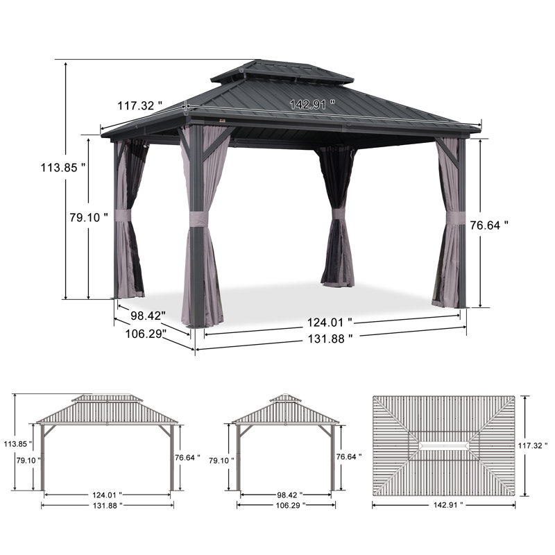 3.5m W x 2.5m D Aluminum Barrel