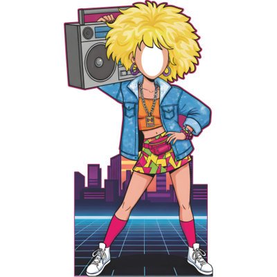 SS11319 80s Retro Rocker Boombox Stand In Cardboard Cutout Standee Standup