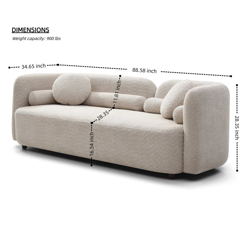 2-piece Modern Living Room Sofa Set With 360° Swivel Barrel Chair, 4-seat, Beige