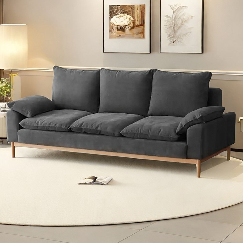 Canapé nordique simple en bois massif, Gris foncé