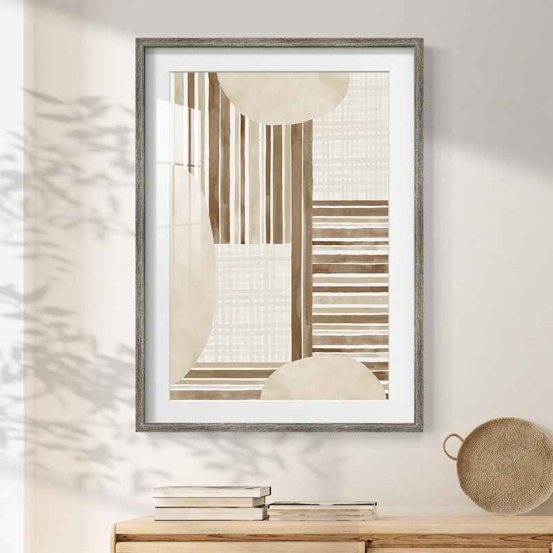 Neutral Stripes -Framed Print, Distressed, 28.5" H x 20.5" W