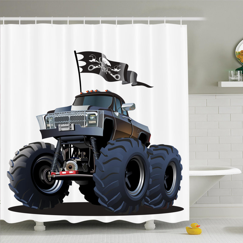 Ensemble de rideau de douche monster truck pirate Myaa, H 75 po x l 69 po