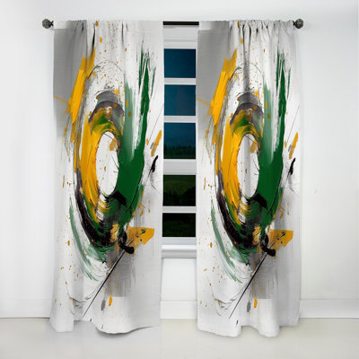 Yellow Green Abstracted Perspectives V - Abstract Curtain - Blackout Curtain - 1 Panels