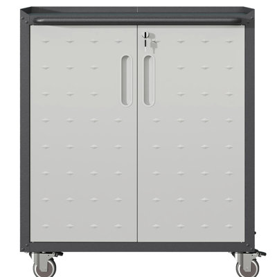 Heavy-Duty Metal Garage Storage Cabinet With Wheels - & . Adjustable Shelves, Lockable. Black And Gray. 30.3"W X 16.11"D 34.16"H Organizer Lockable, Spacious. To Rust, Scratches . +