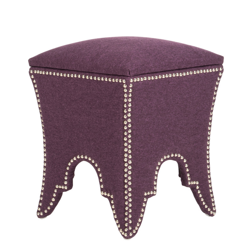 Upholstered Ottoman, Plum, Silver