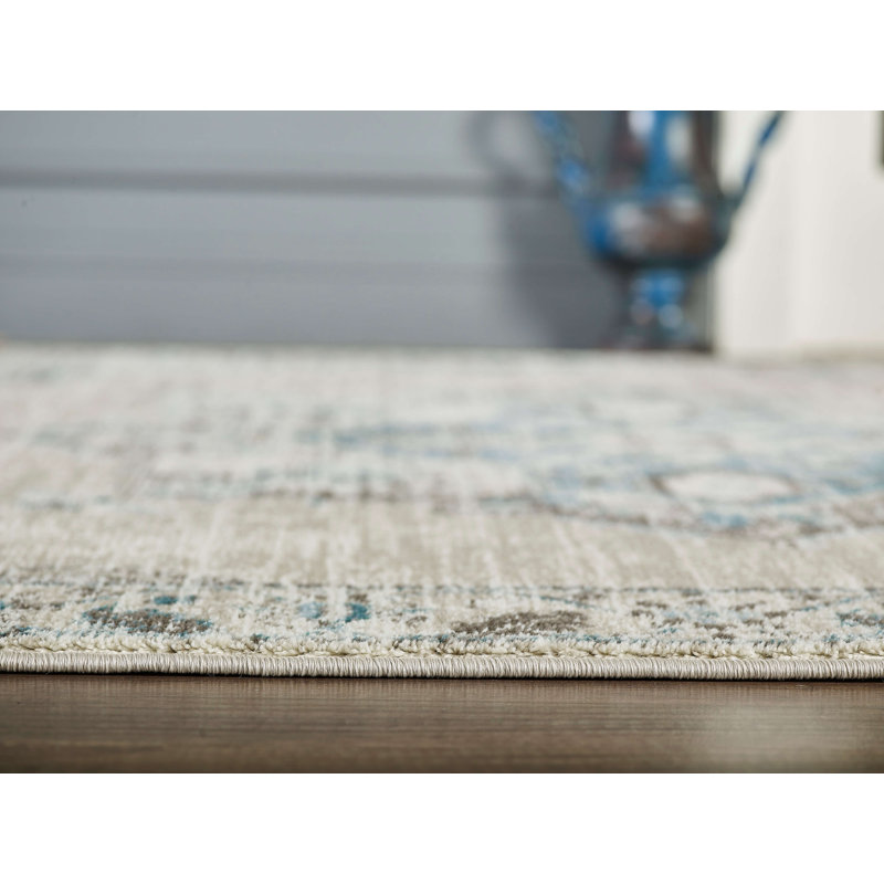 Tapis décoratif gris oriental Alcona, Rectangle 4 pi x 6 pi