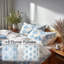 Ensemble de literie moderne 5 pièces - Ensemble de housse de couette et coussin décoratif scandinave bleu et blanc-124290467