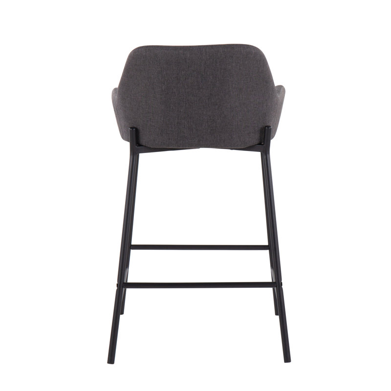 Cassiopeia Upholstered Counter Stool with Metal Frame, Charcoal Polyester Blend/Black, Counter Stool (24.5" Seat Height)