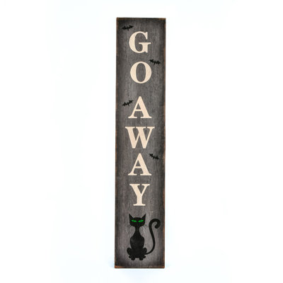 39" Halloween Black Cat"Go Away" Porch Sign