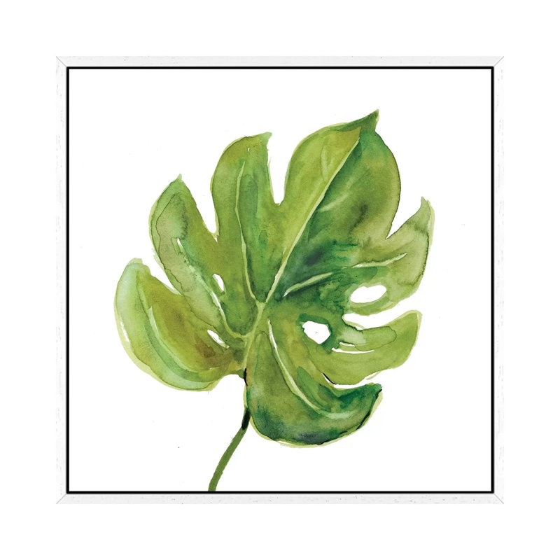 Tropical Frond I by Carol Robinson - Painting on Canvas, 45.72 cm H x 45.72 cm W, White Framed