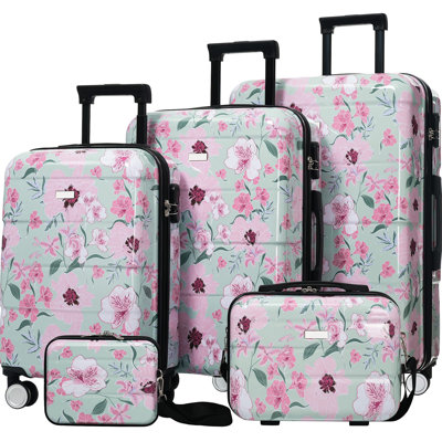 Luggage Sets New Model PC 5pcs, Hardside Lightweight Durable 20" 24" 28" Suitcases  with 8" 14" Cases, Suitcase with Lock Spinner Wheels