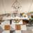 Modern Console Table With Faux Marble Top, Behind Couch Table-1623968774