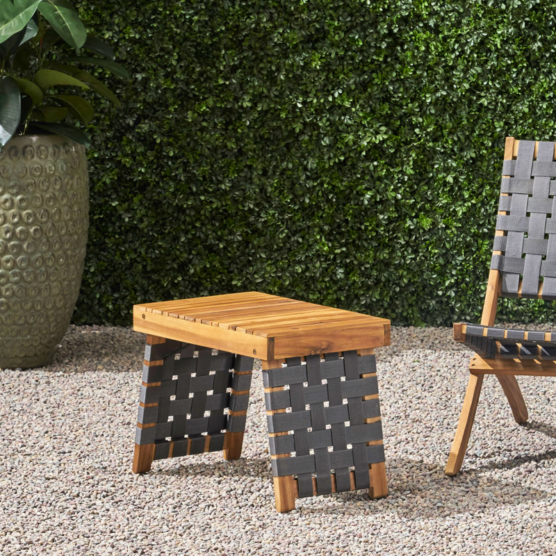 Table d'appoint pliable en bois avec sangle d'eau et fascination tissée, noir et brun, P 19,84 po x l 14,04 po H 16 po, aucun assemblage nécessaire pour embellir le pragmatisme instantané, utiliser