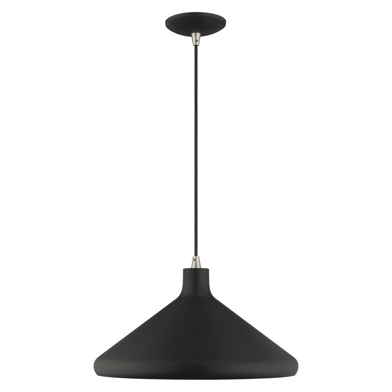 Luminaire suspendu conique à 1 lumière Schultz, Noir, H 14 po x l 15,25 po x P 15,25 po