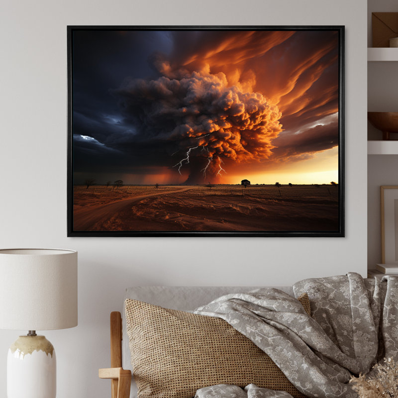 Storm Raging Inferno II - Landscapes Canvas Art Print, Cadre flottant noir, H 12 po x l 20 po x P 1 po