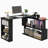L Shaped Corner Desk, 360 Degree Rotating Home Office Desk With Storage Shelves, Writing Table Workstation