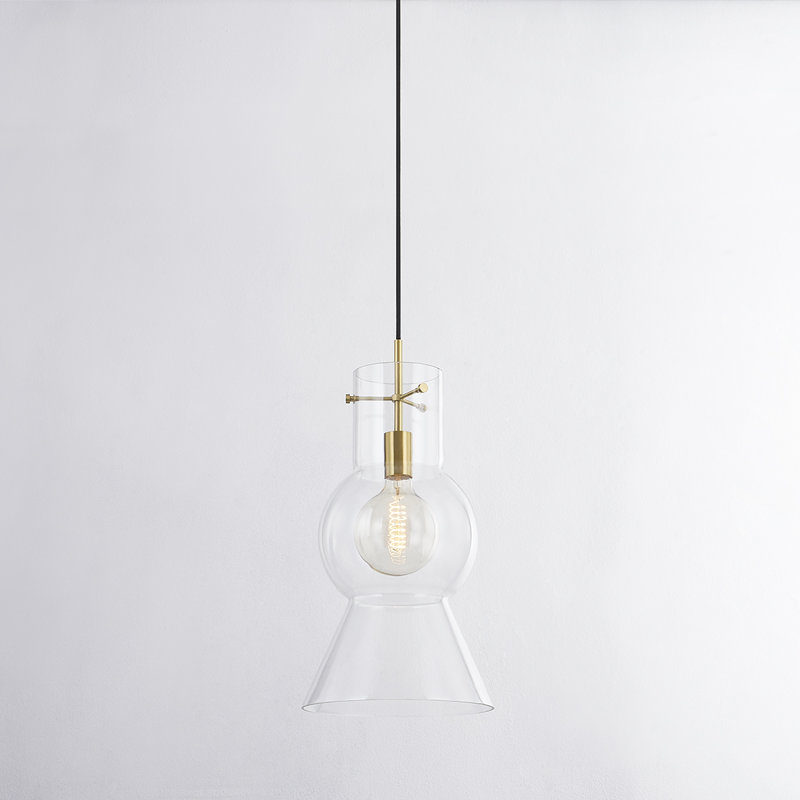 Luminaire suspendu 1 lumière Mirabel, Laiton vieilli, H 21,25 po x l 11 po x P 11 po