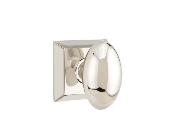 Emtek Privacy Interior Mortise Set w/ Quincy Rosette & Egg Knob (LH), Polished Nickel