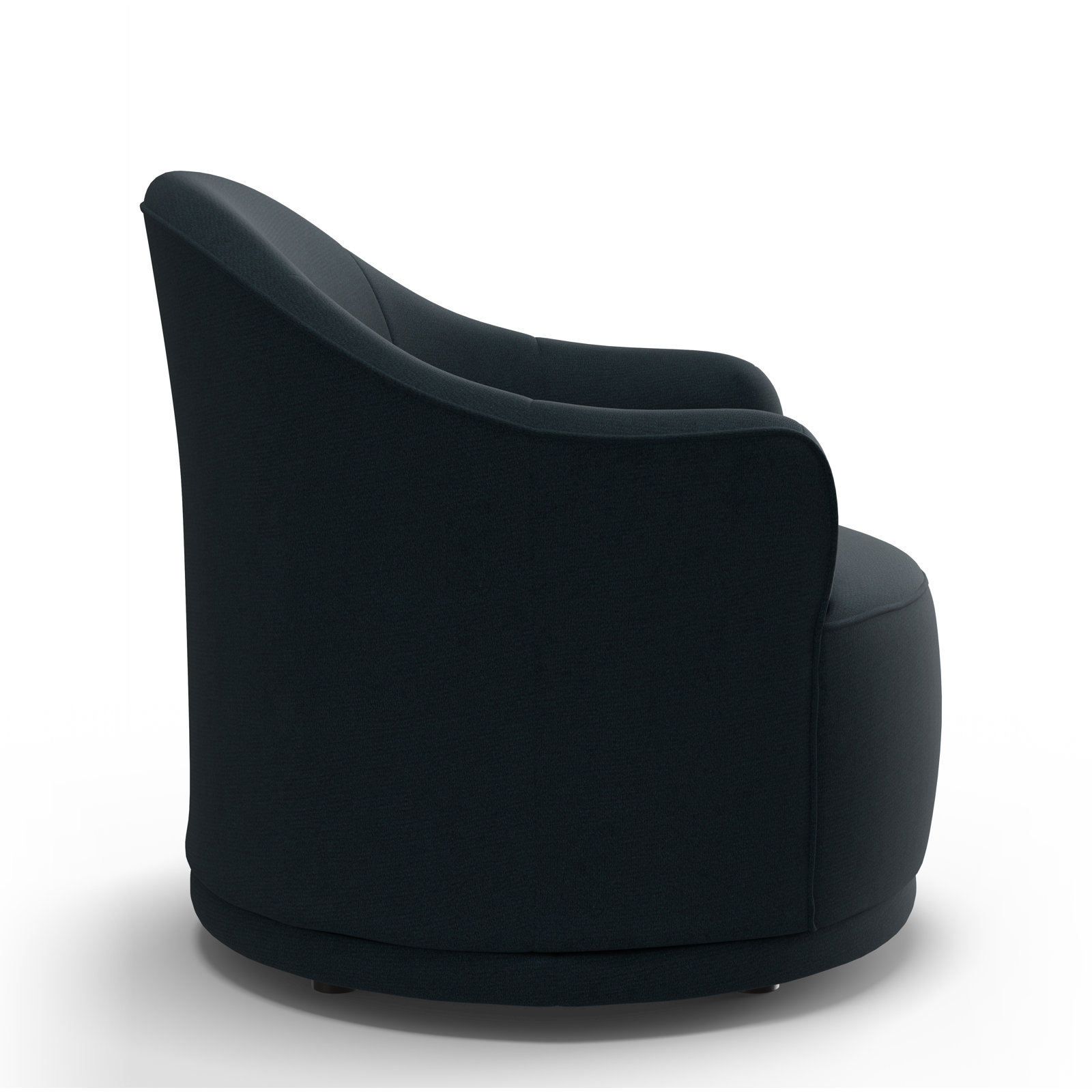 Upholstered Swivel Barrel Chair, Midnight Performance Weave