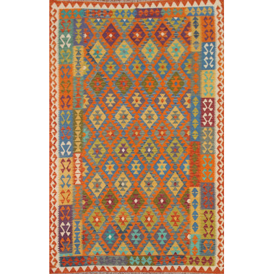 Tapis oriental géométrique Kilim 7 x 9