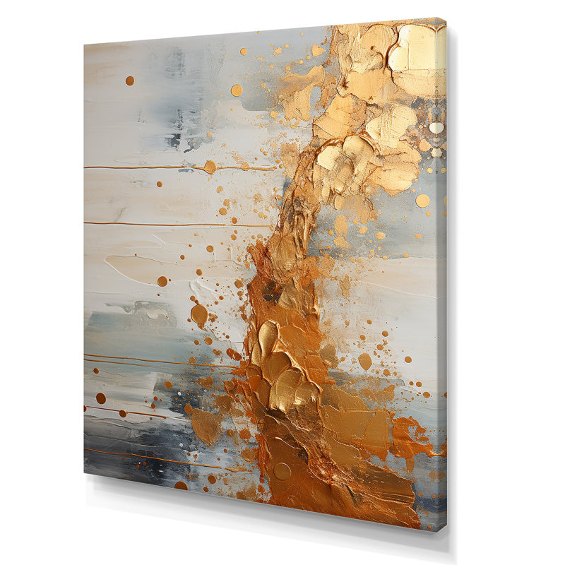Or et gris Rhythms Champagne - Champagne, art mural, Toile tendue, H 40 po x l 30 po x P 1,5 po