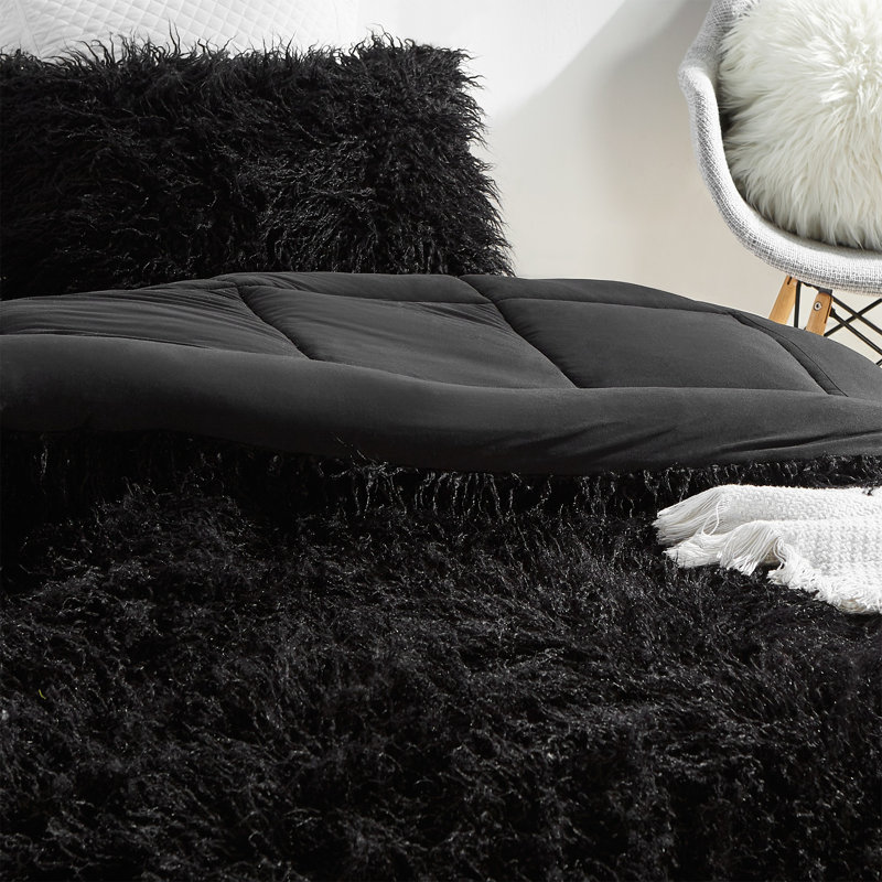 Black Bear Coma Inducer Faux Fur Oversized Comforter, King Comforter