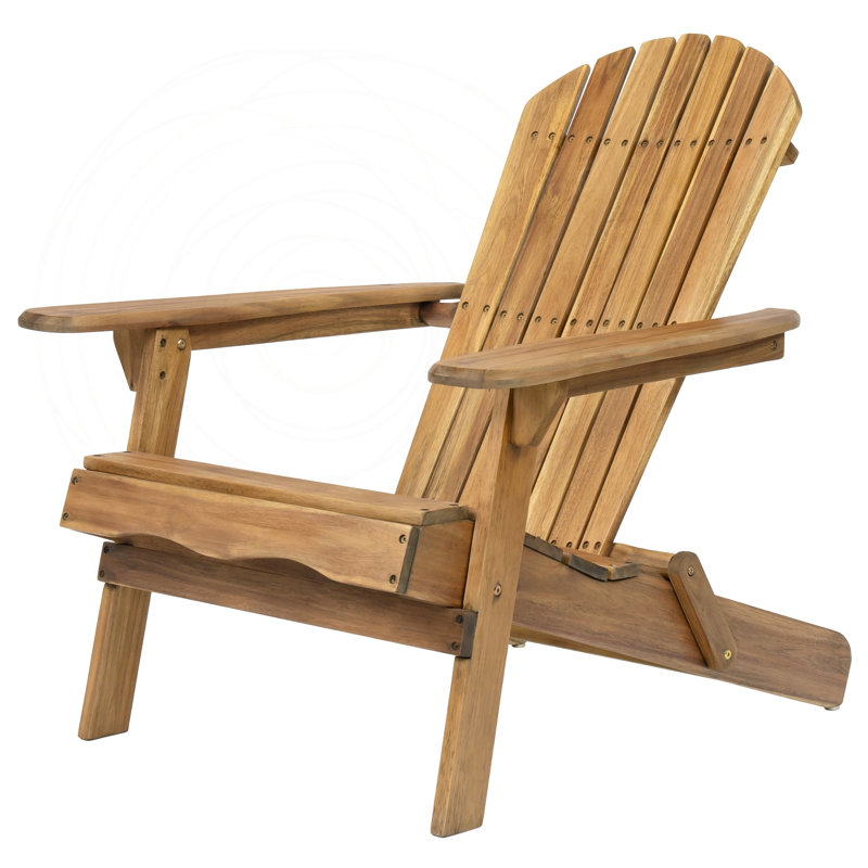 Chaise Adirondack pliante avec dossier à lattes et accoudoirs larges, Brown