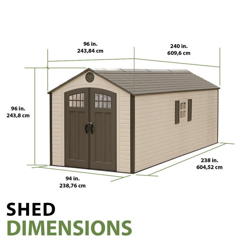 Lifetime 8 Ft. x 20 Ft. High-Density Polyethylene (Plastic) Outdoor Storage Shed with Steel-Reinforced Construction