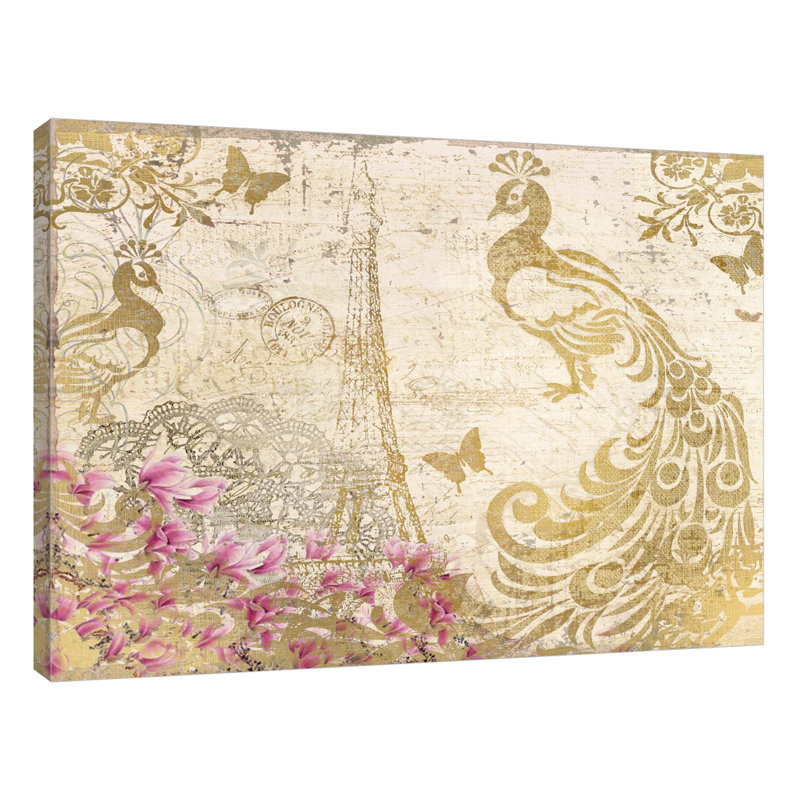Peacock In Gold by Kimberly Allen - Wrapped Canvas Print, 38cm H x 51cm W x 4cm D