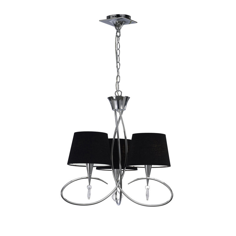Eurich 3 - Light Shaded Chandelier, Polished Chrome/Black