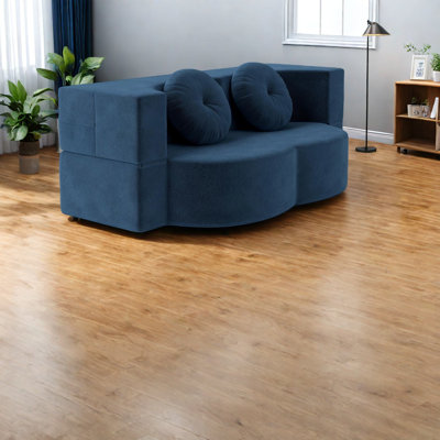 Portable Blue Foam Sofas, Modern Style For Home Use