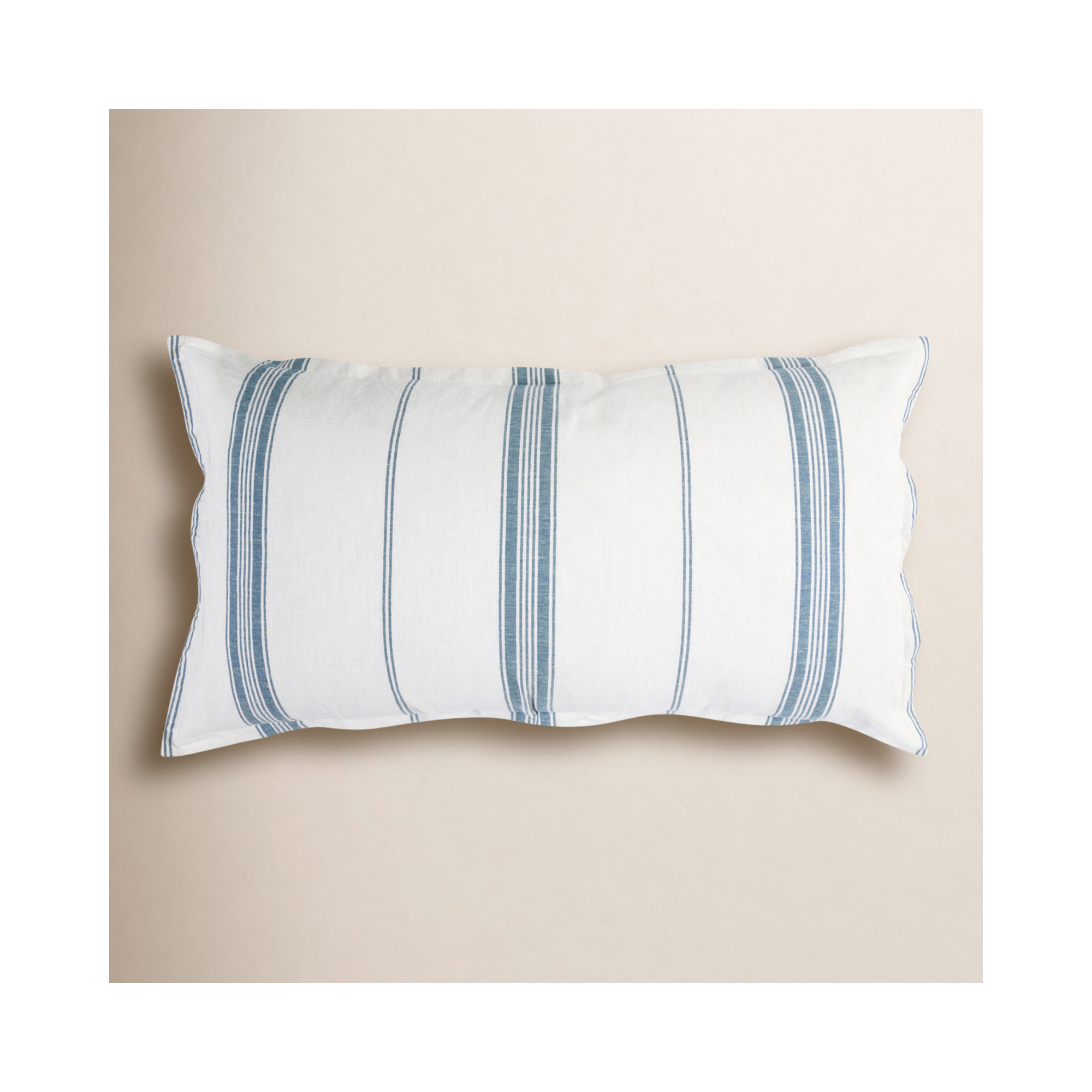 Fleta Stripe Cotton Blend Sham, White/Blue Stripe, King