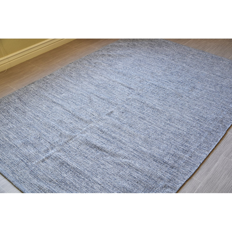 Tapis gris en coton handwoven à tissage plat Audriana