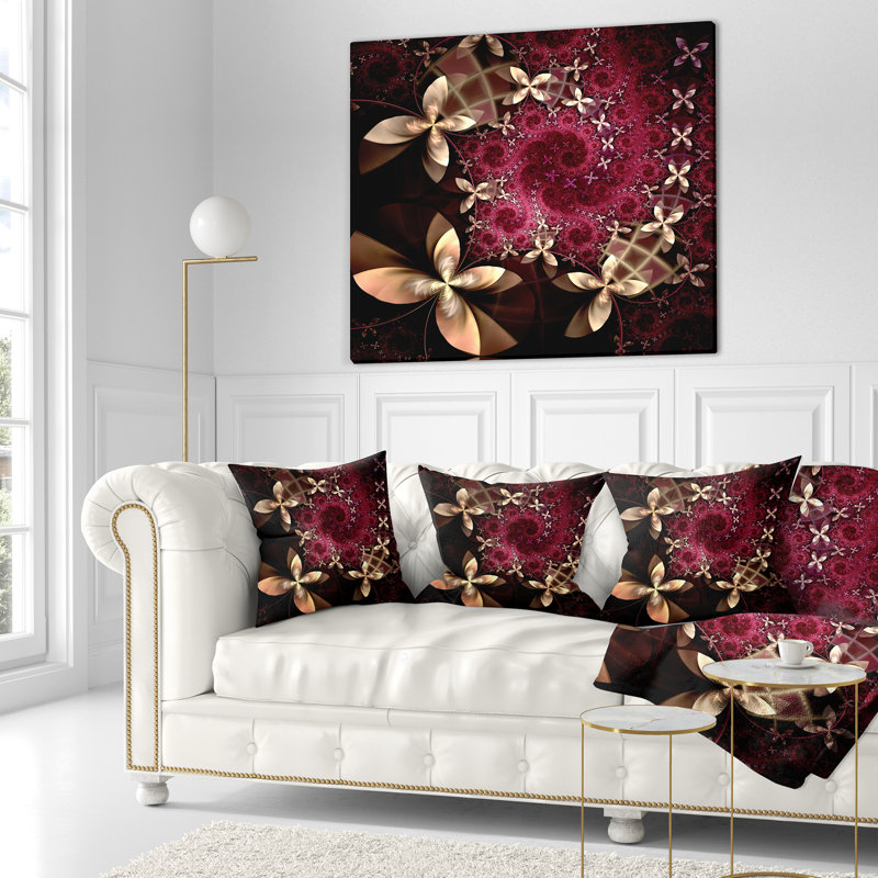 Coussin décoratif à motif fleur abstrait, 16 po x 1 po, Coussin décoratif