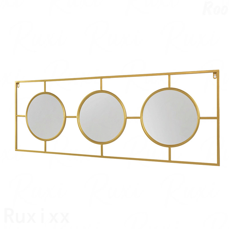 3-Piece Gold Rectangular Frame Wall Accent Mirror Set - Home Wall Decor
