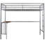 Lit mezzanine simple en métal avec bureau, échelle et garde-corps, lit mezzanine pour la chambre à coucher, argent