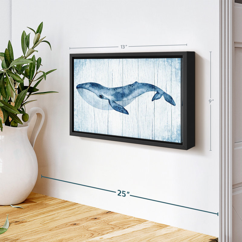 "Impression sur toile de baleine bleue en bois", H 9 po x l 13 po